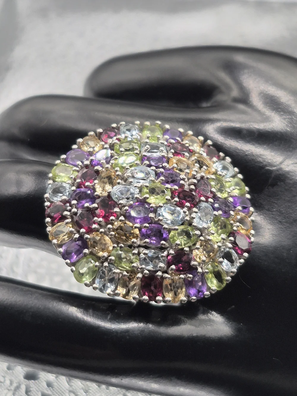Evertrue Genuine Multi-Gemstone Dome Ring in Mixed Colors
